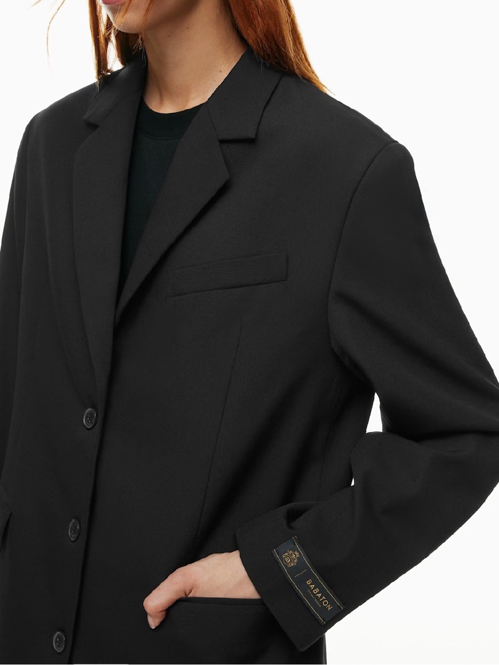 Aritzia Babaton Benchmark Blazer Size Small Black Italian Wool Classic Black